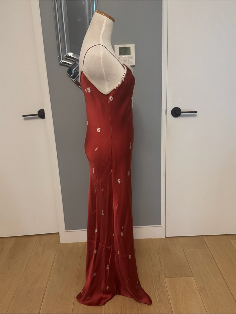 The Row Red Satin Slip Dress with Subtle Metallic Accents XS - Picture 4 of 6